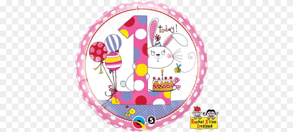 Rachel Ellen Age 1 Bunny Polka Dots Foil Age 1 Polka Dot Bunny Foil Balloon, People, Person, Birthday Cake, Cake Free Png