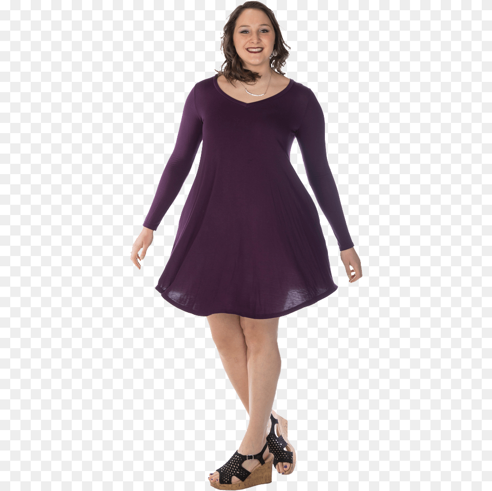 Rachel Little Black Dress, Woman, Long Sleeve, Sandal, Footwear Png Image