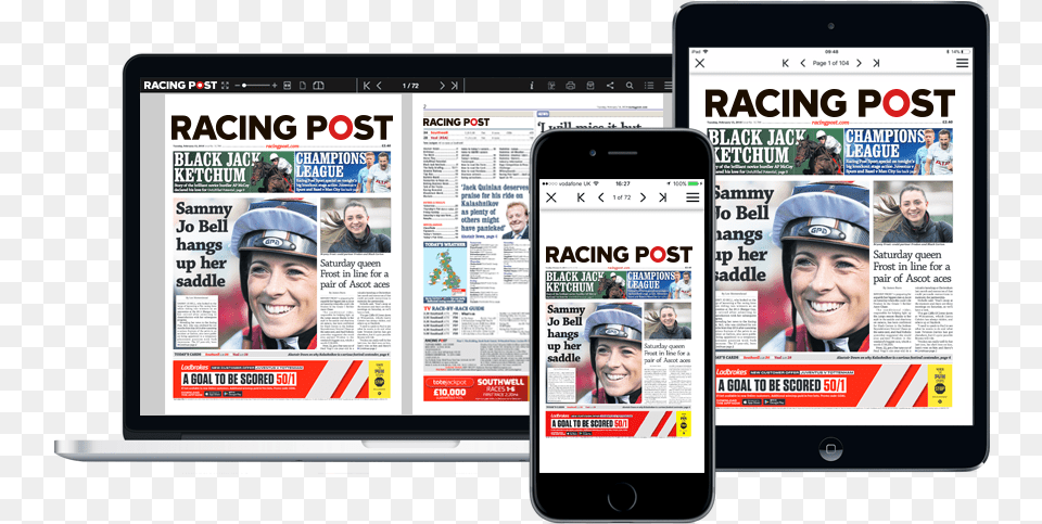 Racing Post Digital Newspaper Online Advertising, Adult, Person, Woman, Female Free Png