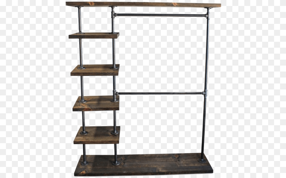 Rack Background Industrial Clothing Rack With Shelves, Shelf, Furniture, Construction, Electronics Free Transparent Png