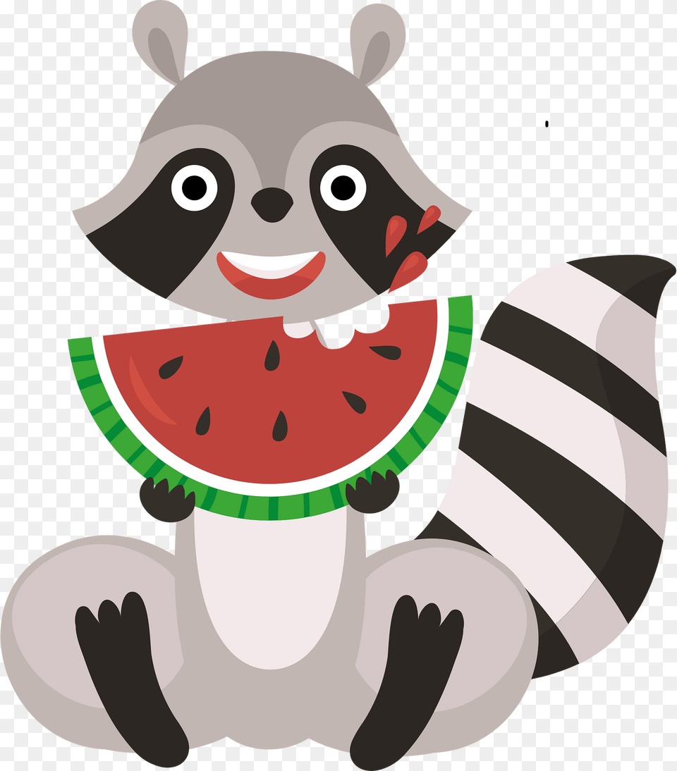 Racoon With Watermelon Clipart, Food, Fruit, Plant, Produce Free Png