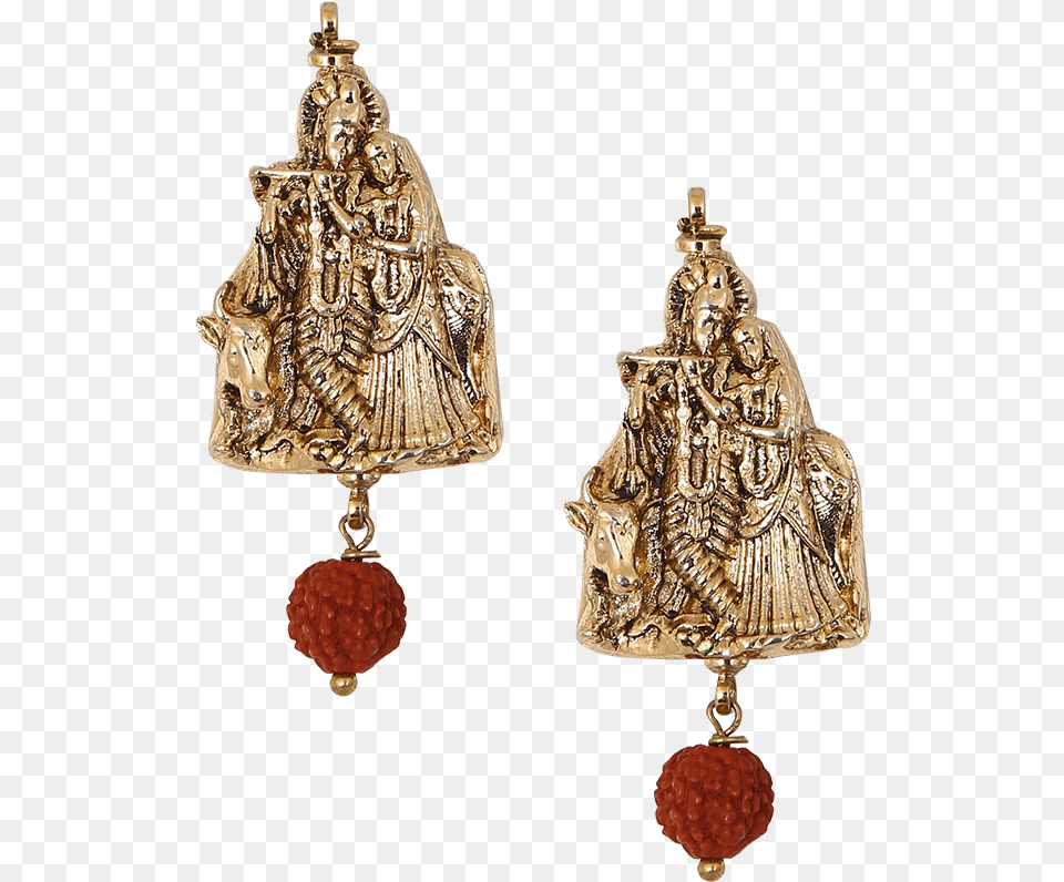 Radhe Krishna Rudraksh Gold Plated Necklace And Earrings Earrings, Accessories, Jewelry, Earring, Bronze Free Png Download