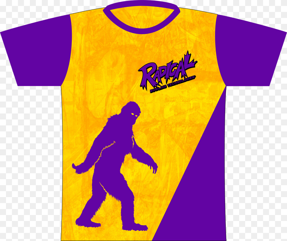 Radical Goldpurple Yeti Express Dye Sublimated Jersey Bigfoot Silhouette Cut Out, Clothing, T-shirt, Adult, Male Png Image