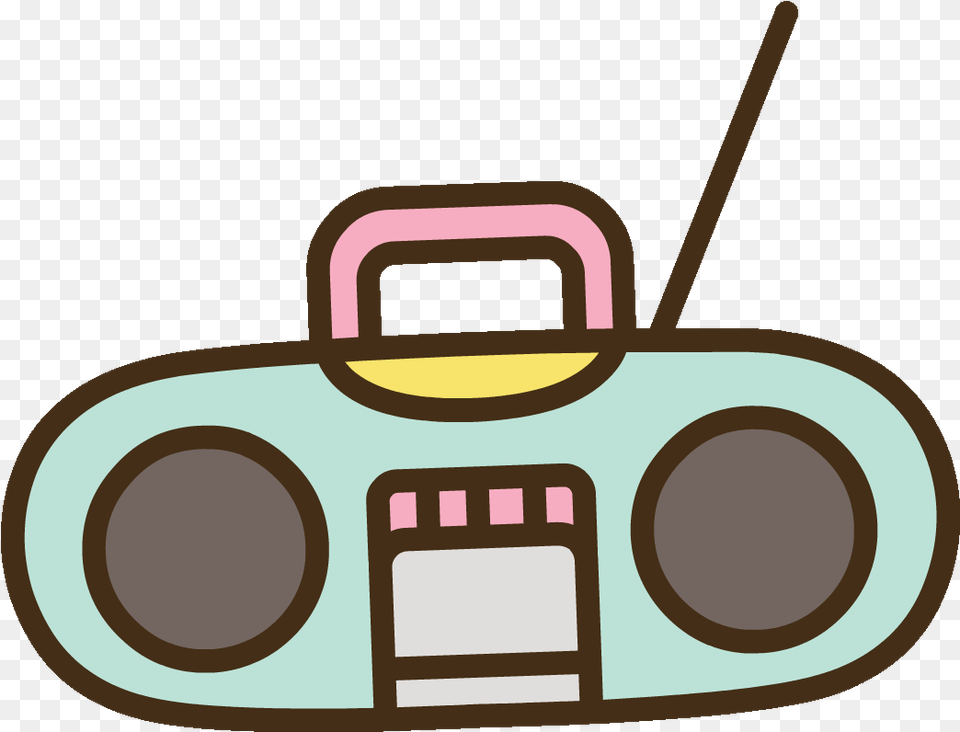 Radio Boombox Sticker By Pusheen Clipart Download Cartoon Radio Animated Gif, Electronics, Bulldozer, Cassette Player, Machine Png Image