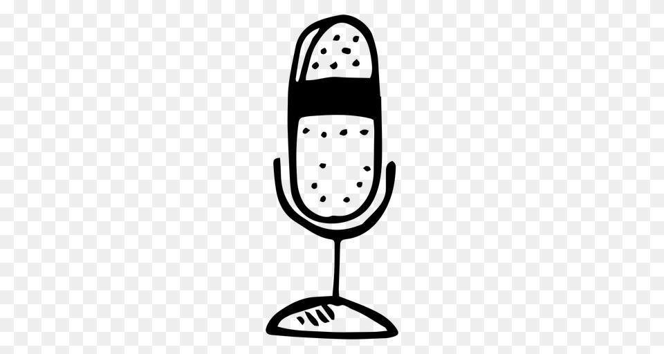 Radio Microphone Doodle Icon, Gray Free Png