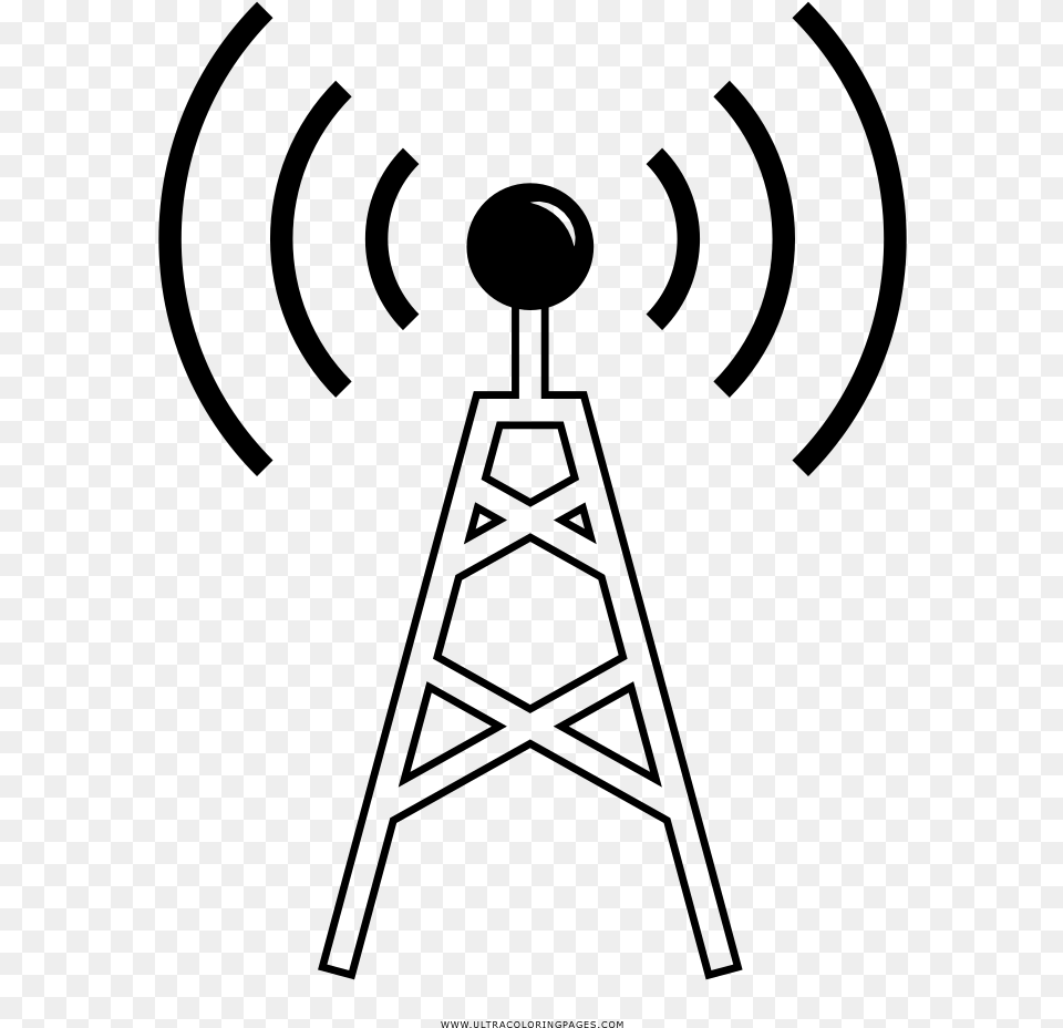 Radio Tower Coloring, Gray Png