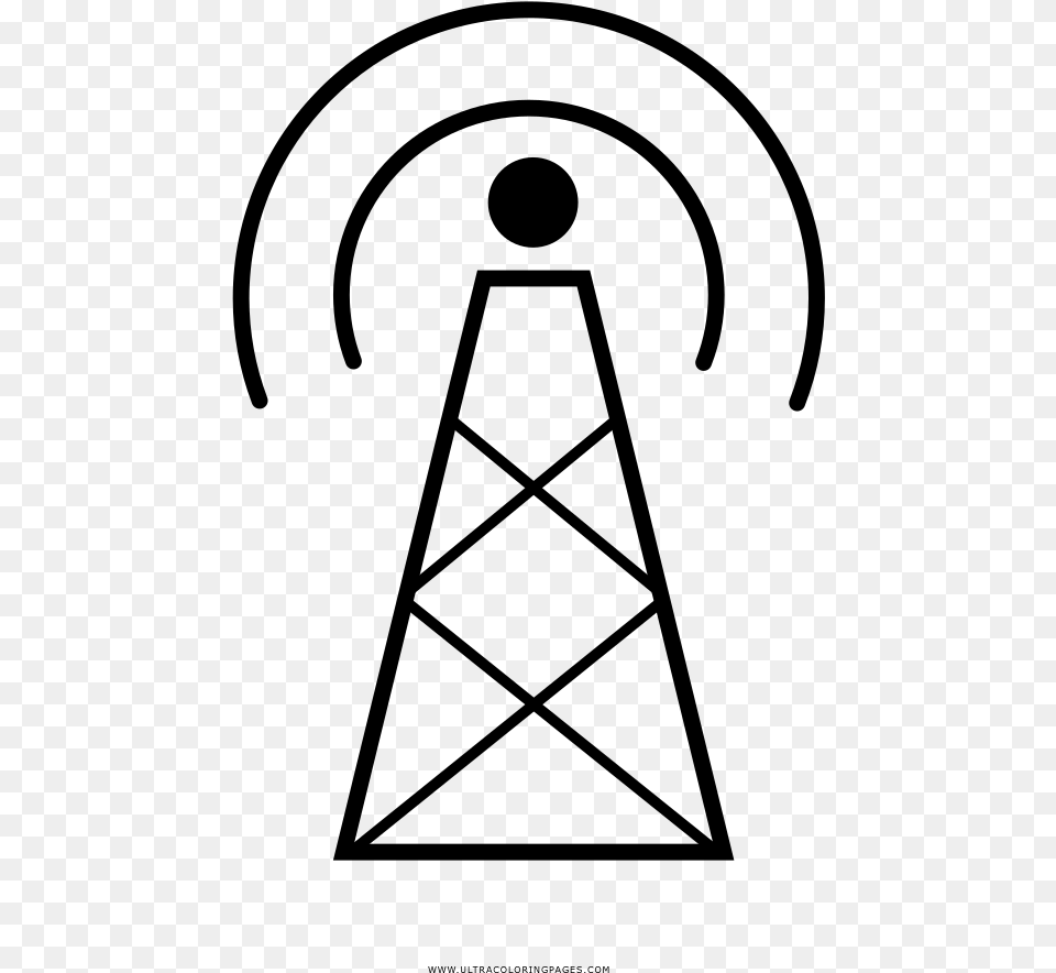 Radio Tower Coloring, Gray Free Transparent Png