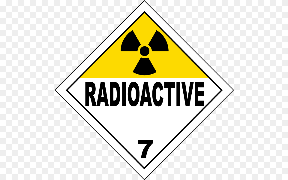 Radioactive Class 7 Placard Radioactive, Sign, Symbol, Road Sign, Disk Png
