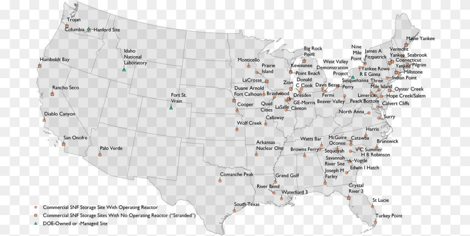 Radioactive Waste From Generating Electricity Is Stored Nuclear Waste Sites Map Free Png