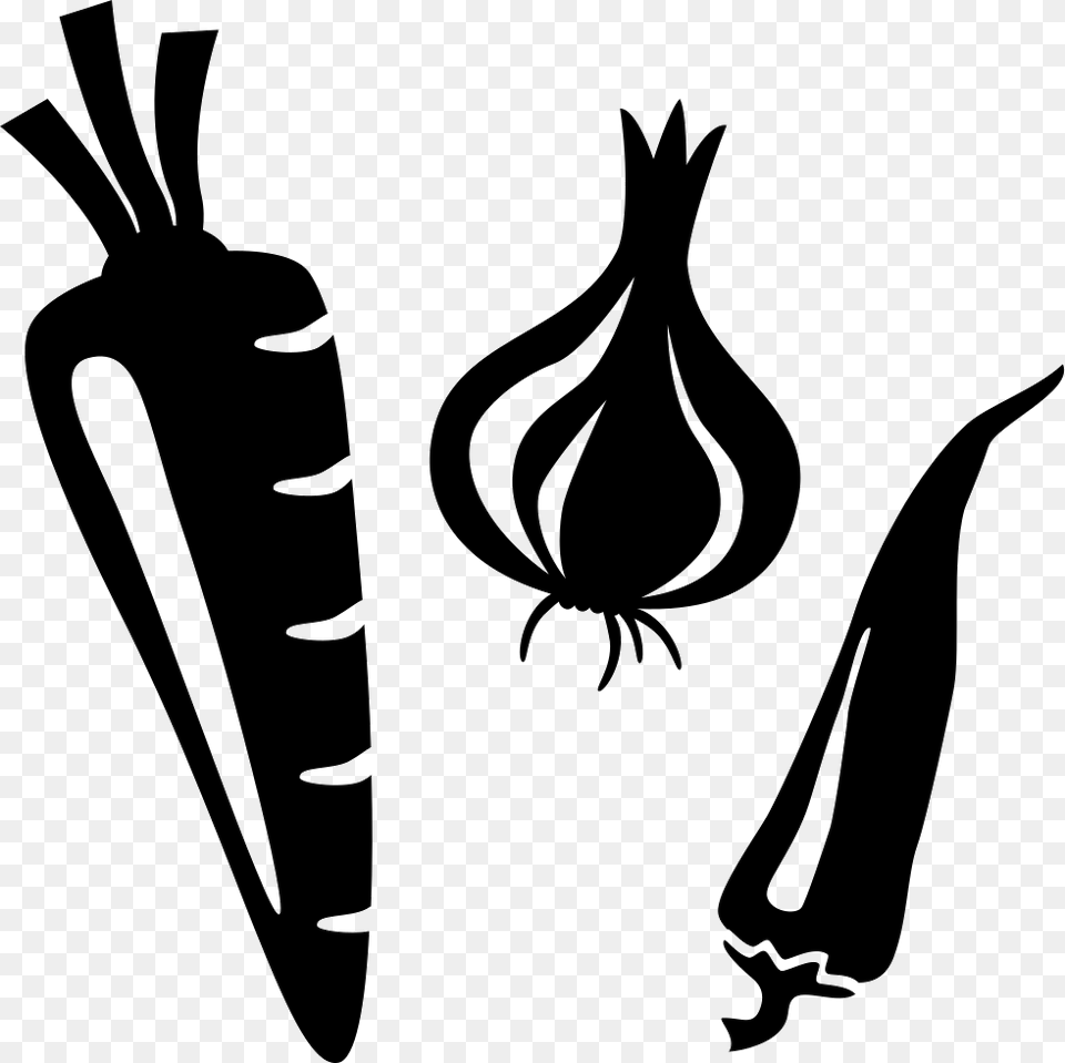 Radish Garlic Chili Vegetables Black And White, Stencil, Food, Produce, Carrot Free Png