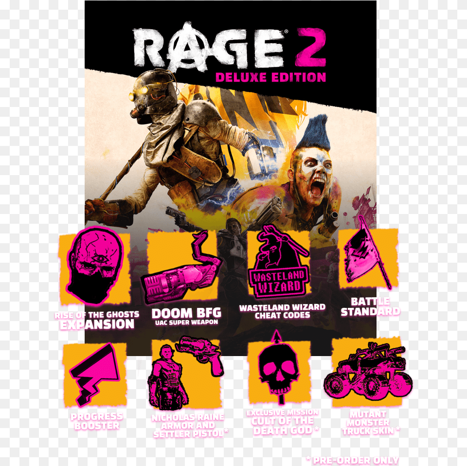 Rage 2 Deluxe Edition, Poster, Advertisement, Person, Man Png Image