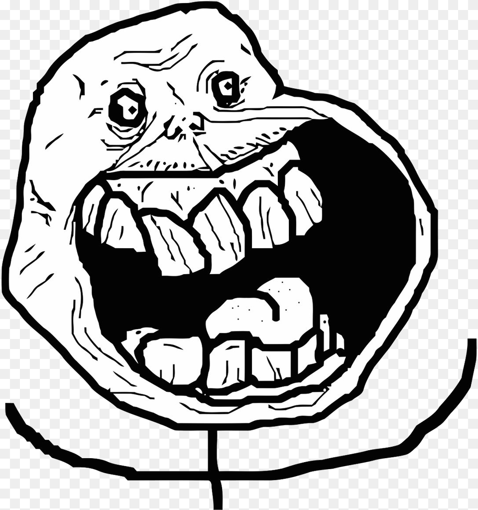 Rage Troll Face Forever Alone Happy Meme, Body Part, Mouth, Person, Teeth Png