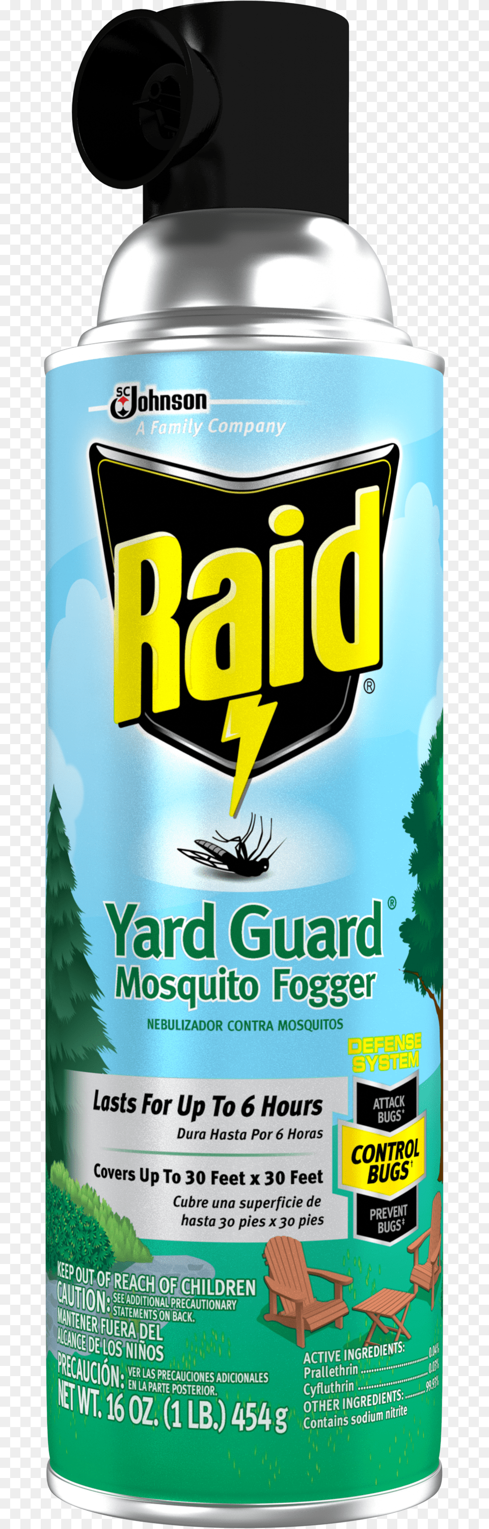 Raid Yard Guard Mosquito Fogger 16 Oz Raid Yard Guard Mosquito Fogger, Tin, Can, Spray Can, Chair Free Png
