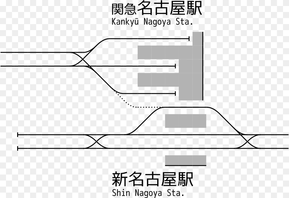 Rail Tracks Map Meitetsu Shin Nagoya Station 1940s Nagoya, Cutlery, Fork, Text Free Png