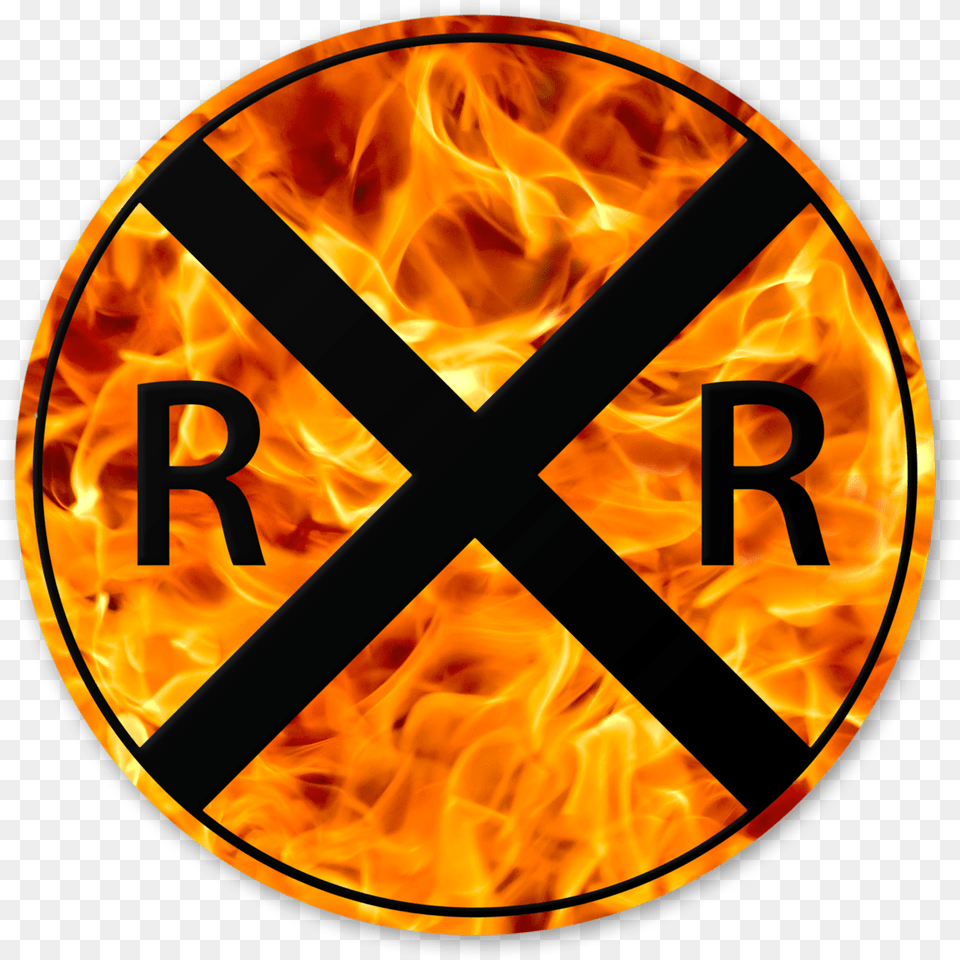 Railroad Sign On Fire, Flame, Fireplace, Indoors, Symbol Free Transparent Png