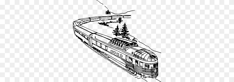 Railroad Tracks Clipart Black And White Train Drawing, Gray Free Transparent Png