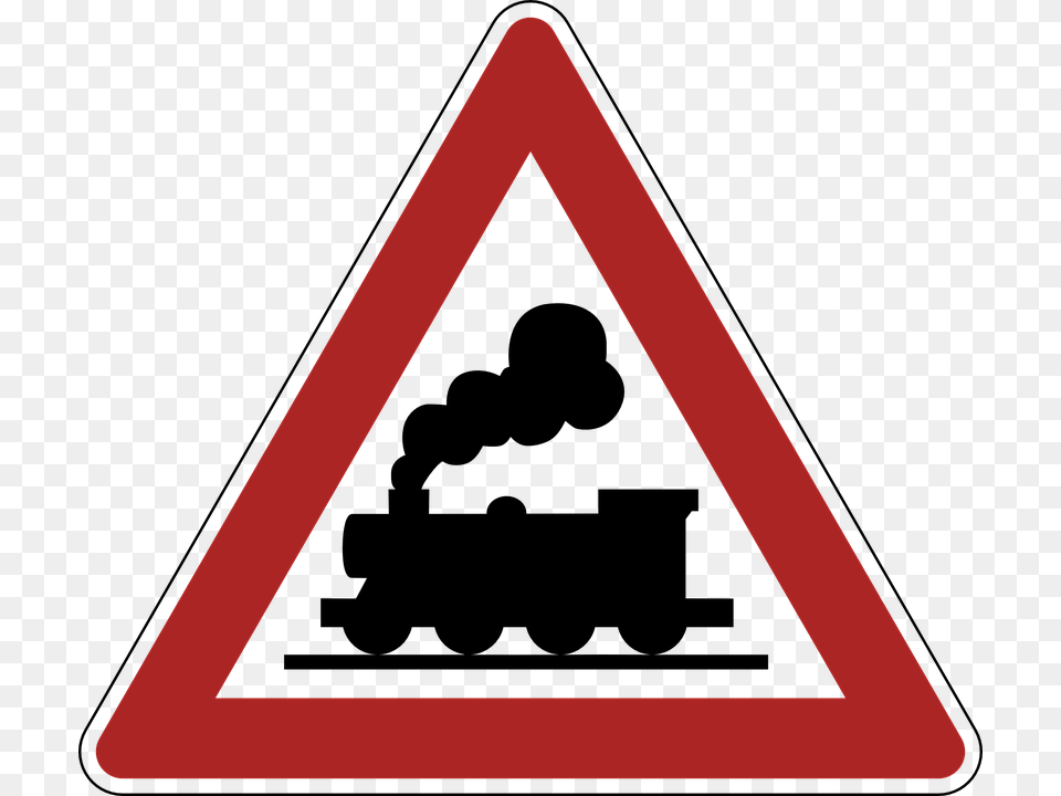 Railway Crossing Road Sign, Symbol, Triangle, Road Sign Png Image