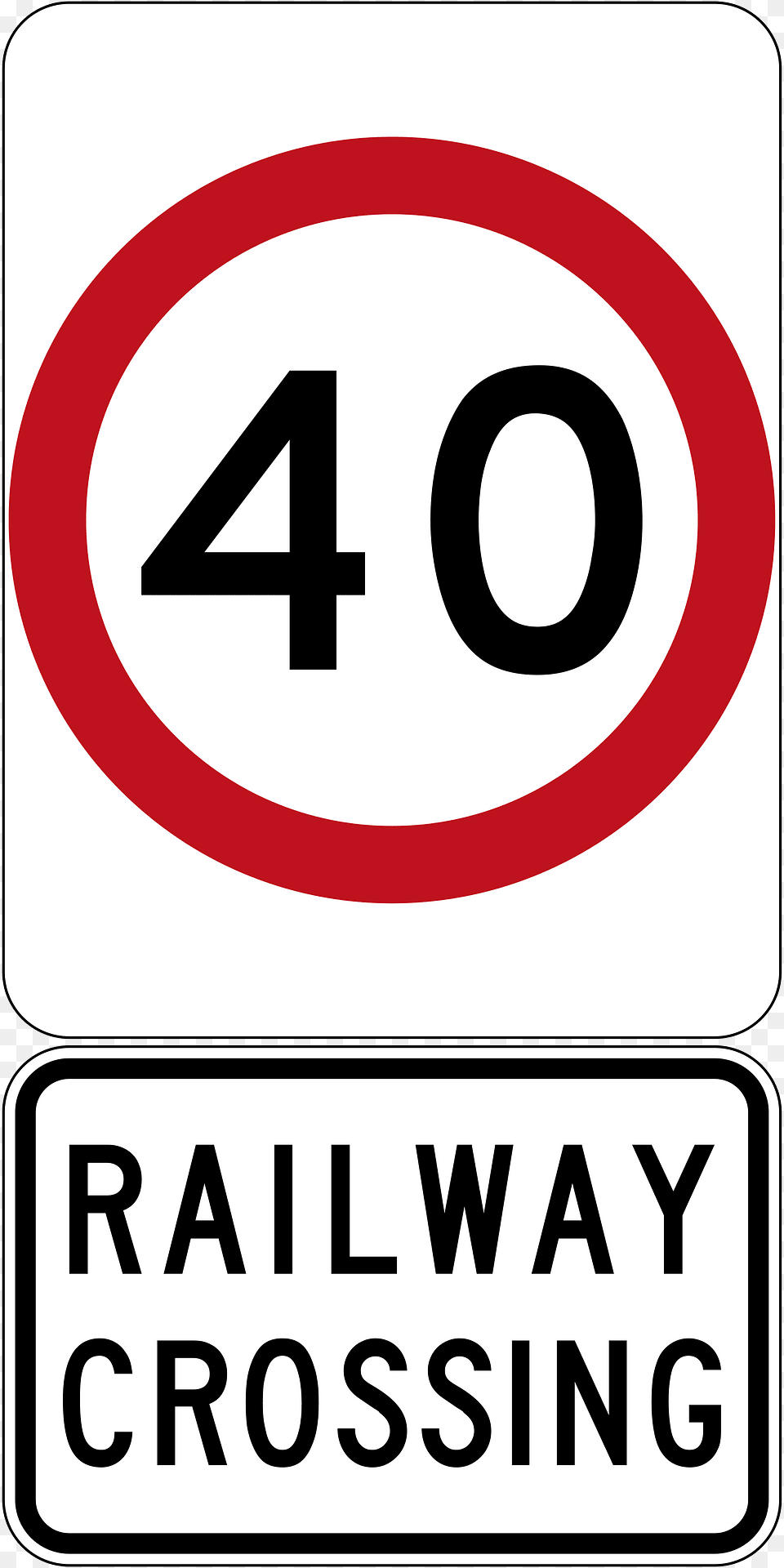 Railway Crossing Speed Limit Used In New South Wales Clipart, Sign, Symbol, Road Sign, Text Png Image