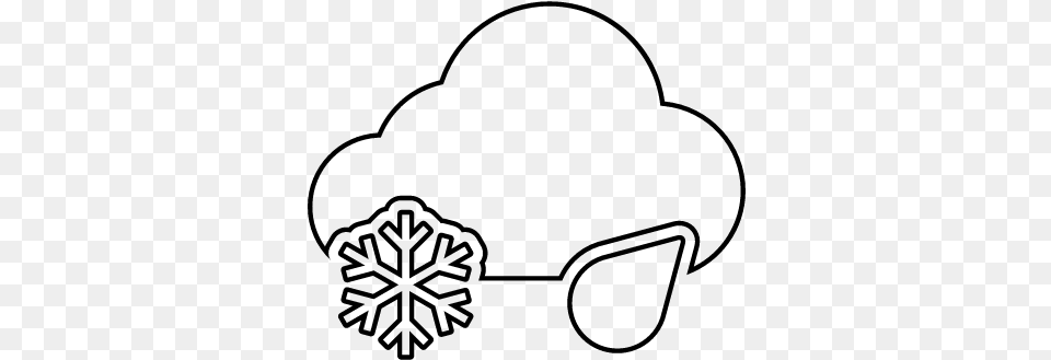 Rain And Snow Cloud Thin Outline Vector Snowflake, Gray Free Png Download