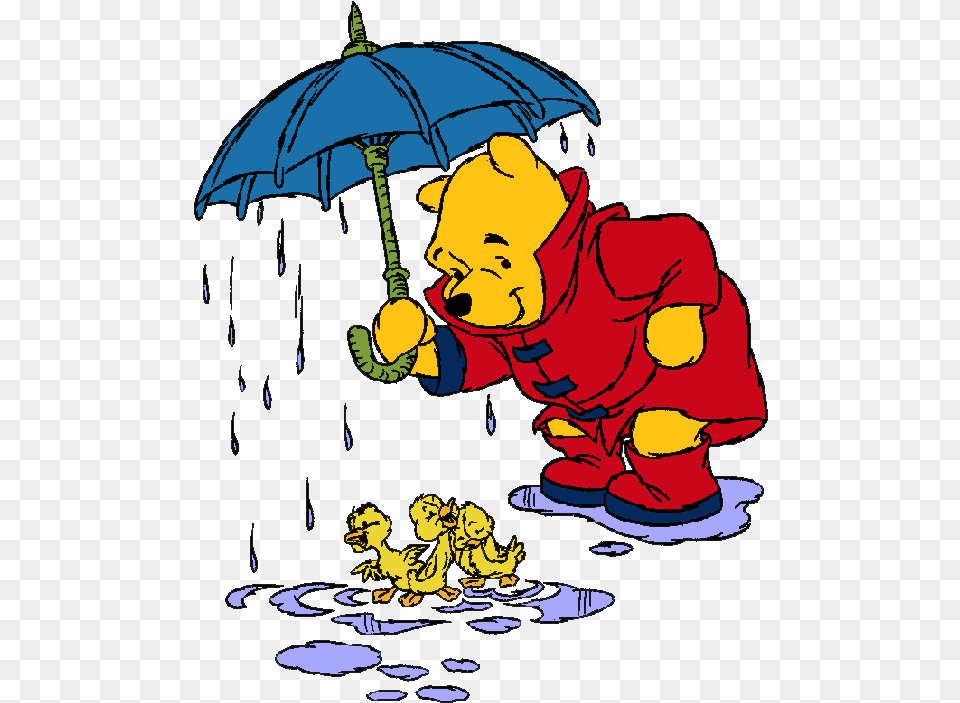 Rain Clipart Winnie The Pooh Disney Characters In The Rain, Baby, Person, Face, Head Png Image
