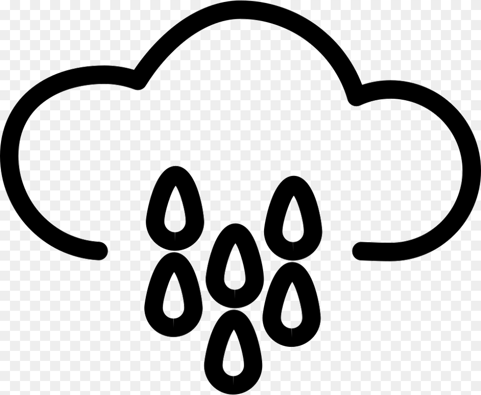 Rain Cloud Outline With Water Drops Nube Con Agua, Stencil, Symbol Free Png Download