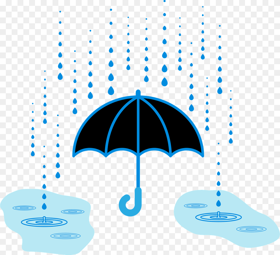 Rain Coming Down On An Umbrella And Puddles Clipart, Canopy Png Image