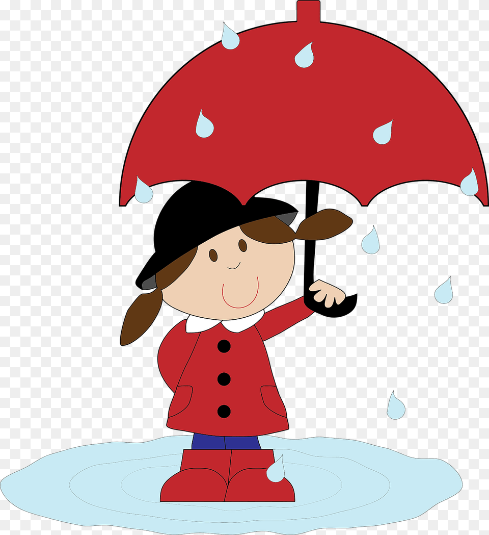 Rain Happy At Funquest Girl With Umbrella Clipart, Face, Head, Person, Baby Png Image