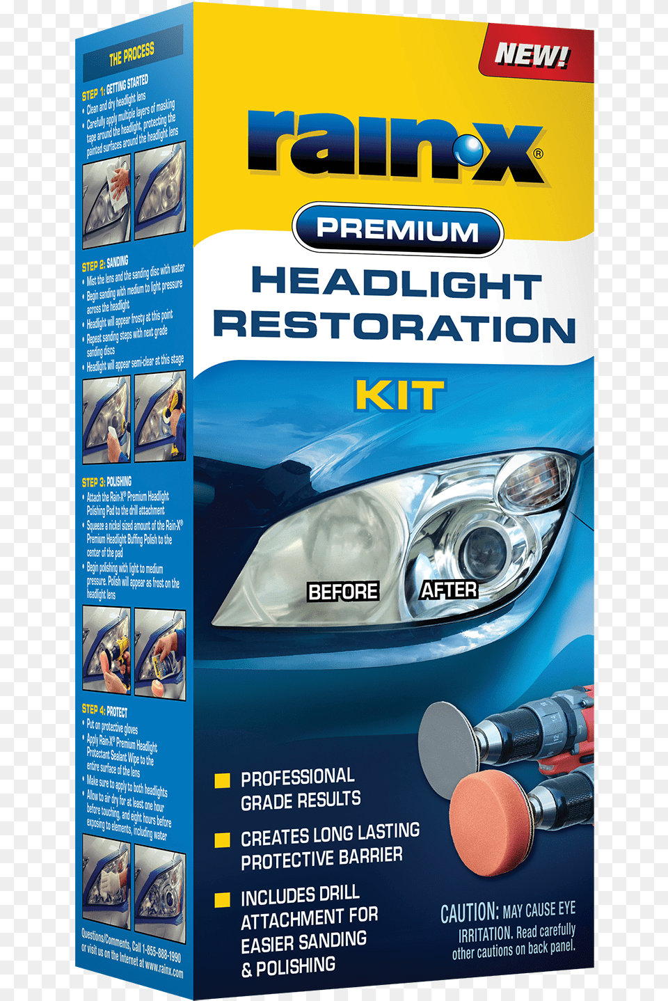 Rain X Premium Headlight Restoration Kit, Advertisement, Poster, Person Free Png