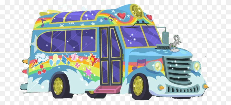 Rainboom Bus, Transportation, Vehicle, Bulldozer, Machine Free Png Download