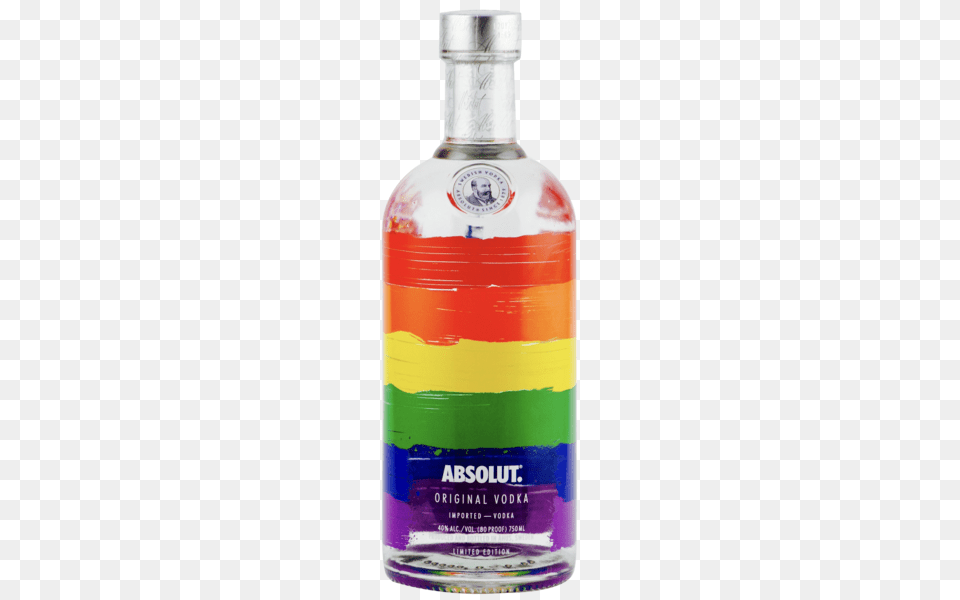 Rainbow Absolut Bottle, Alcohol, Beverage, Liquor, Gin Png