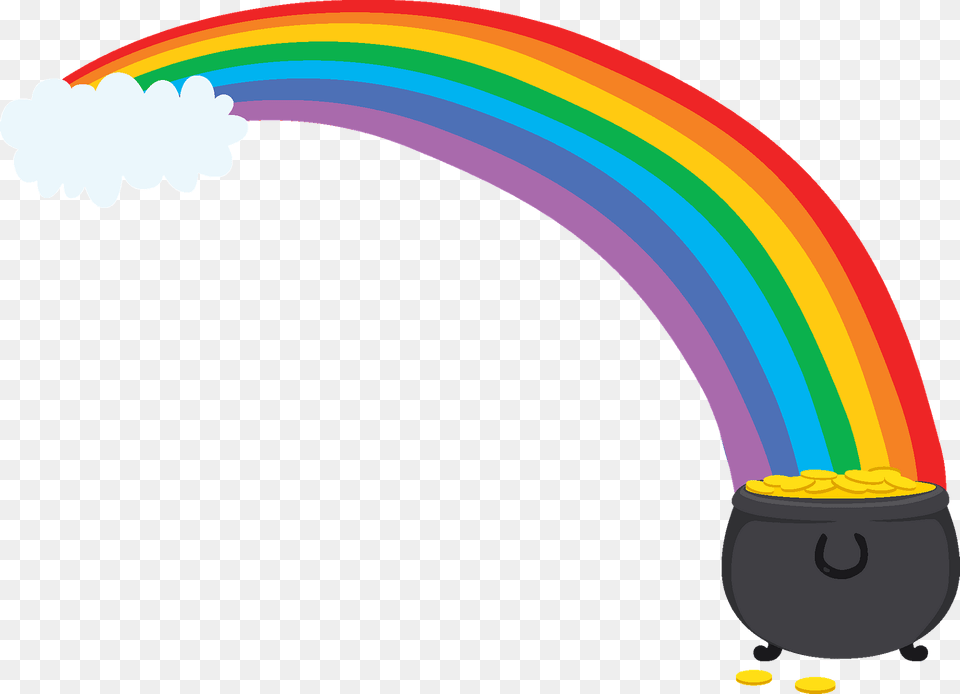 Rainbow And Pot Of Gold Clipart Rainbow With Pot Of Gold, Light, Nature, Outdoors, Sky Free Transparent Png