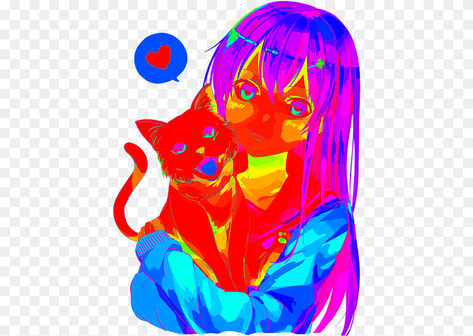 Rainbow Anime Girl Neko Cat Fleece Rainbow Neko Girl, Publication, Art, Book, Comics Free Transparent Png