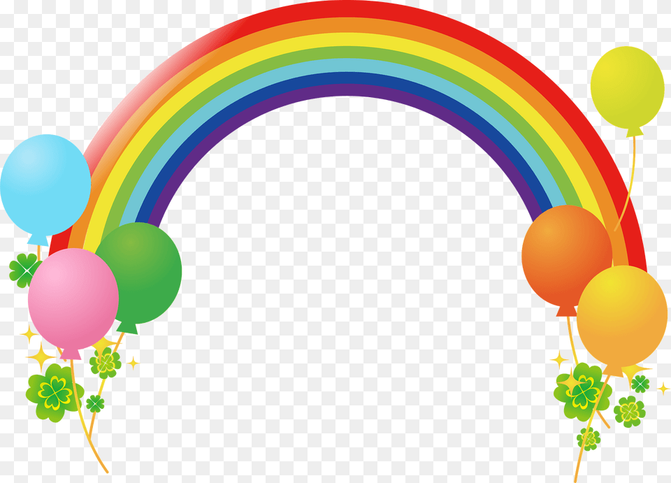 Rainbow Balloons And Clover Clipart, Art, Balloon, Graphics Png