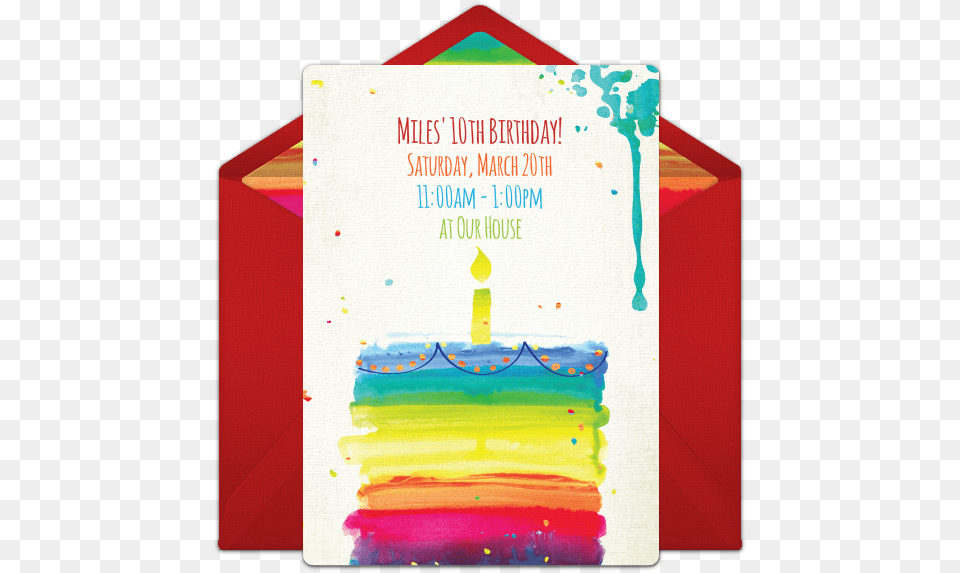 Rainbow Birthday Cake Online Invitation Invitation Card In Spanish, Advertisement, Poster, Burger, Food Png