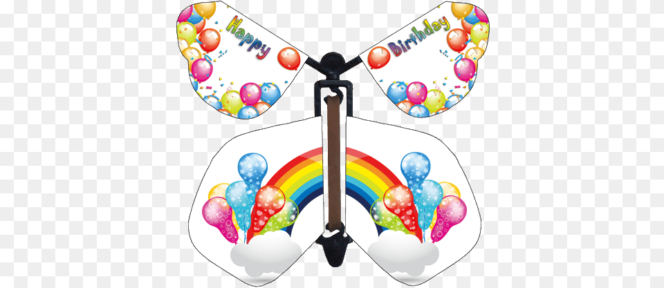 Rainbow Birthday Wind Up Flying Butterfly Birthday, Balloon, People, Person Free Png Download