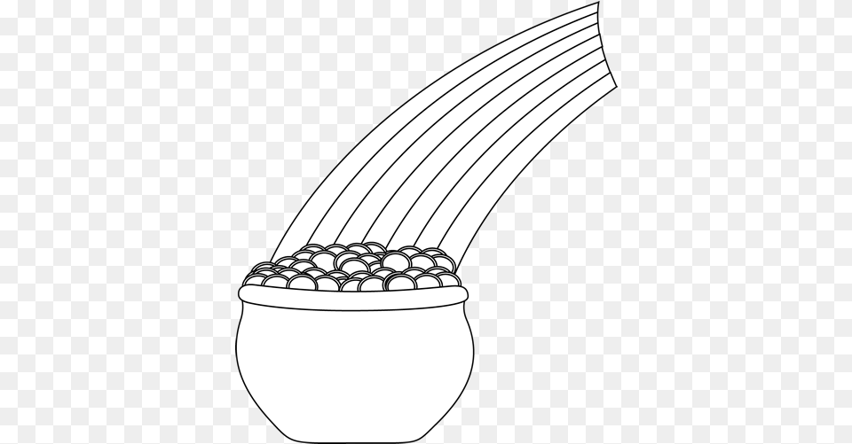 Rainbow Black And White Pot Of Gold Drawing, Food, Nut, Plant, Produce Free Png