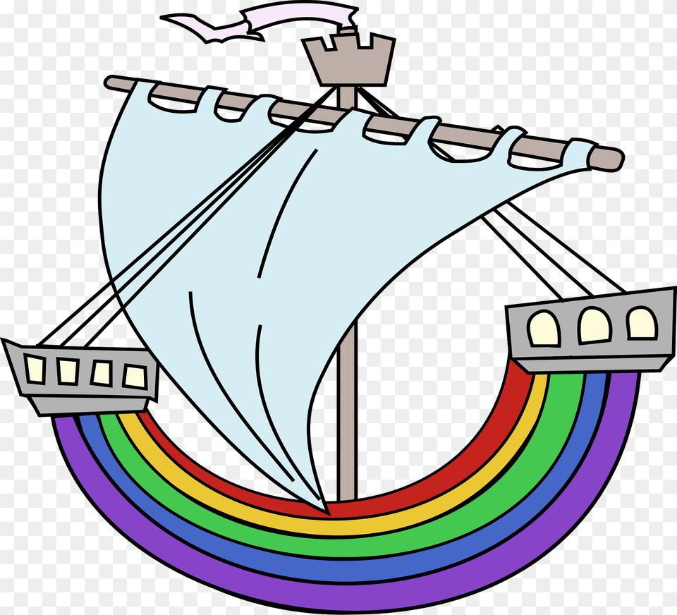 Rainbow Boat Clipart, Sailboat, Transportation, Vehicle, Electronics Png
