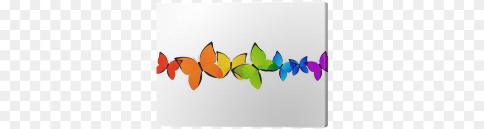 Rainbow Butterflies Border For Your Design Canvas Print Butterfly Border Design Clipart, Plant, Pattern, Leaf, Graphics Free Png