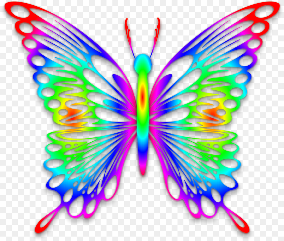 Rainbow Butterfly By Gautamdas1992 Rainbow Butterfly Background, Light, Neon, Pattern, Accessories Free Transparent Png