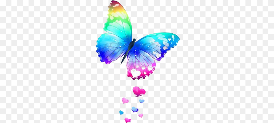 Rainbow Butterfly Transparent Background Arts Colorful Butterfly, Flower, Petal, Plant, Purple Png Image