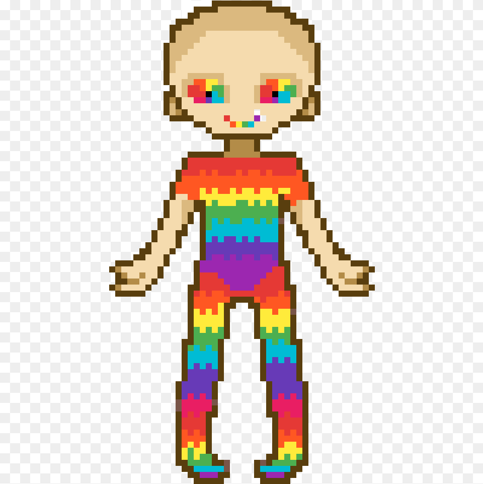 Rainbow Cancer Girl Grid Minecraft Pixel Art, Doll, Toy, Person Png Image