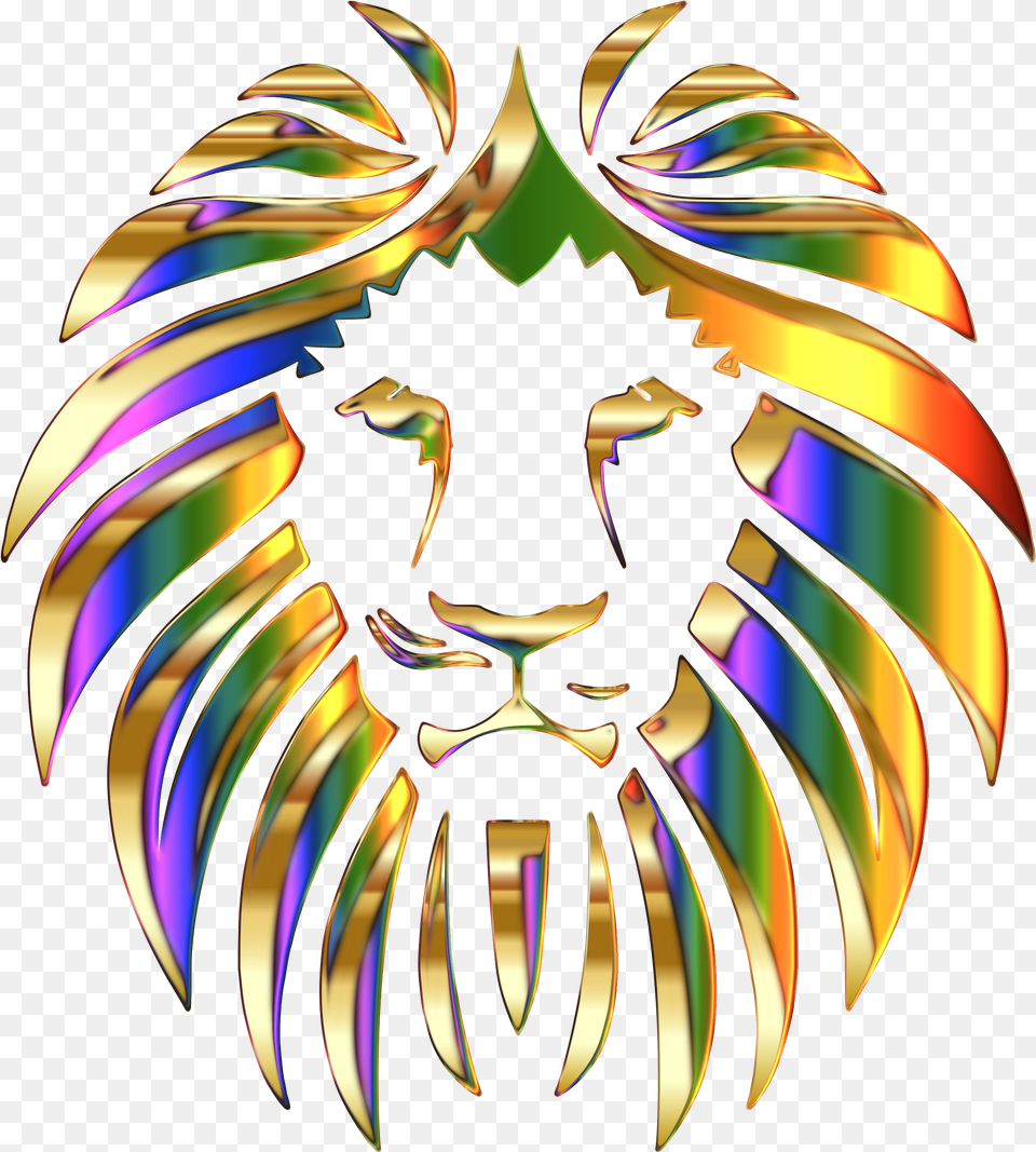 Rainbow Clipart Lion Lion Logo, Emblem, Symbol, Art, Chandelier Free Png