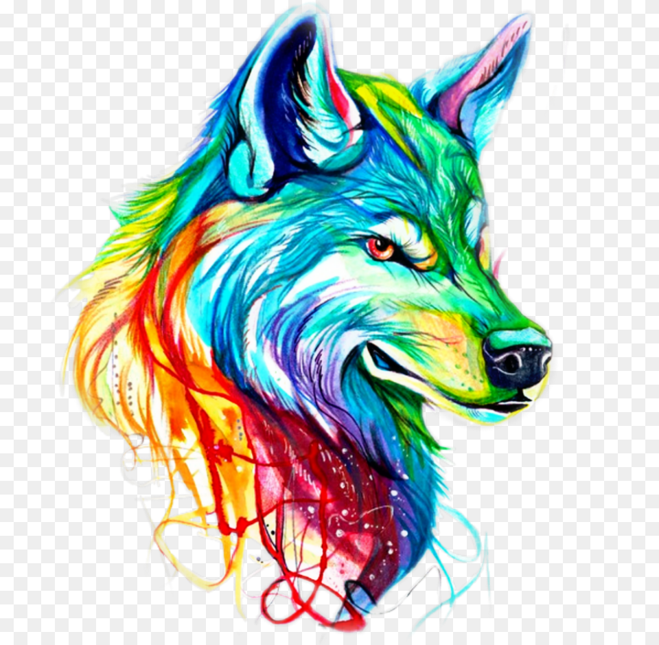 Rainbow Clipart Wolf Imagens De Lobo Colorido, Art, Animal, Horse, Mammal Free Png Download