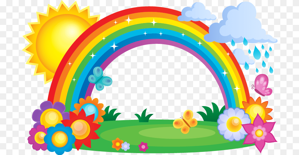 Rainbow Cloud Clip Art, Graphics, Pattern, Floral Design, Outdoors Free Png Download