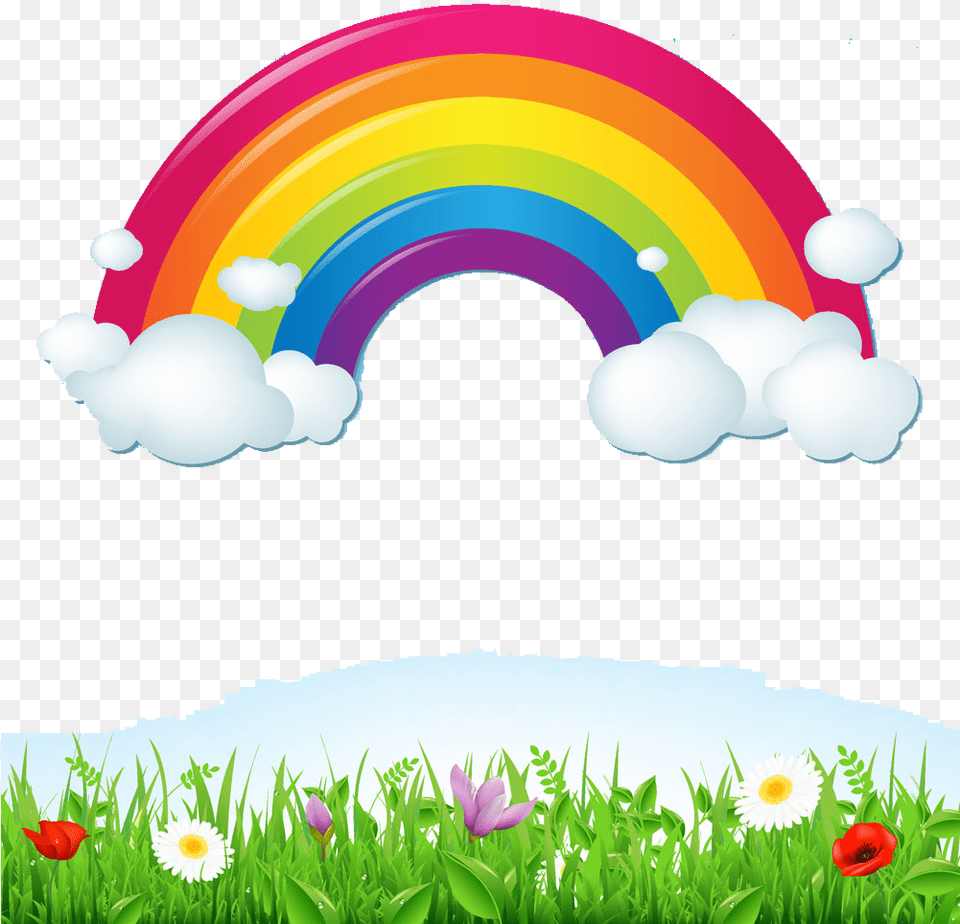 Rainbow Cloud Euclidean Vector Sky Illustration Rainbow Of Imagenes Arco Iris Colores, Art, Summer, Graphics, Grass Free Png