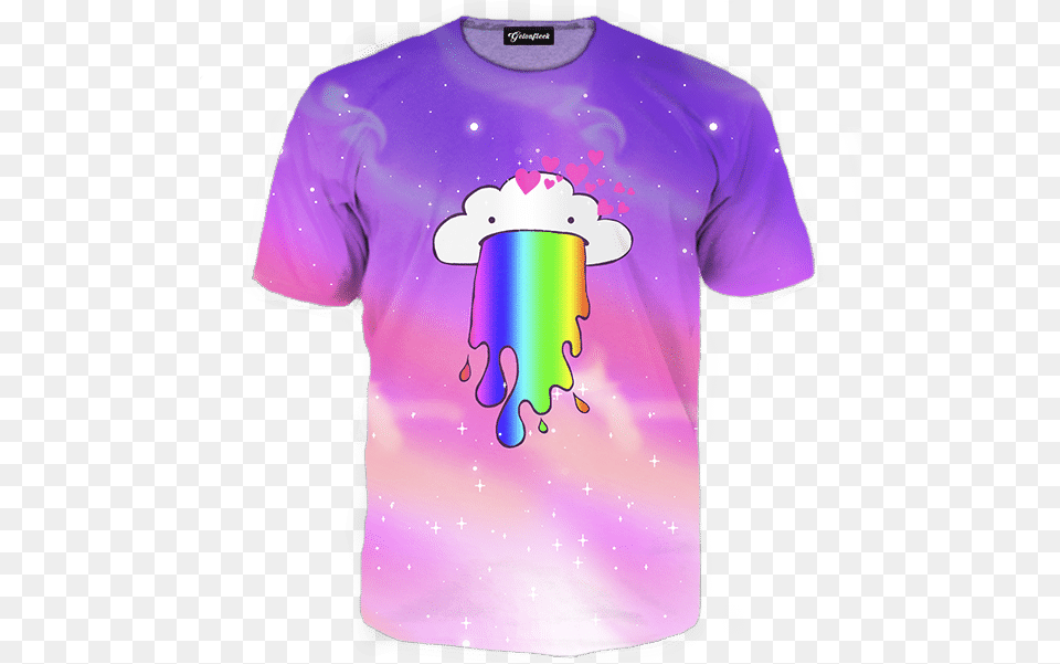 Rainbow Cloud Tee Getonfleek Short Sleeve, Clothing, Shirt, T-shirt Png Image