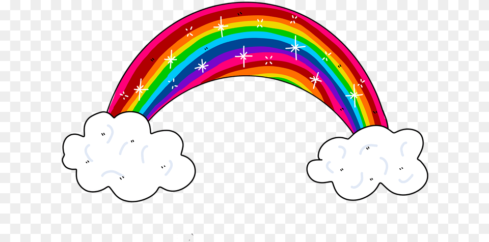 Rainbow Clouds Arcobaleno Con Nuvole, Light, Night, Outdoors, Nature Free Png Download