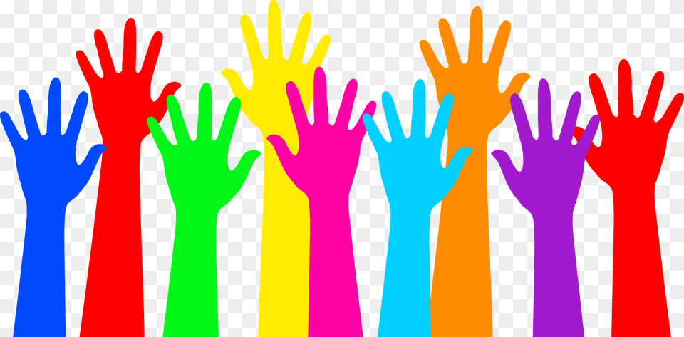 Rainbow Colored Raised Hands, Person Free Png