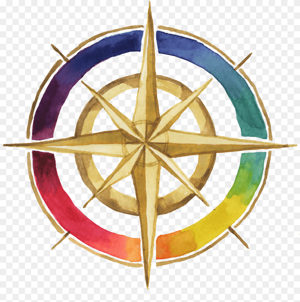 Rainbow Compass Simple Emblem, Machine, Wheel Png Image