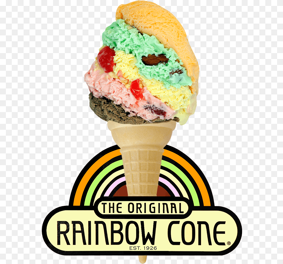 Rainbow Cone, Cream, Dessert, Food, Ice Cream Free Transparent Png